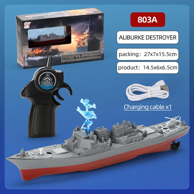 2.4G Rc Boat High-Speed Remote Control Ship Simulation Warship Model Mini Battleship Toys Children Model Toy for Boys Kids Gift - 803A