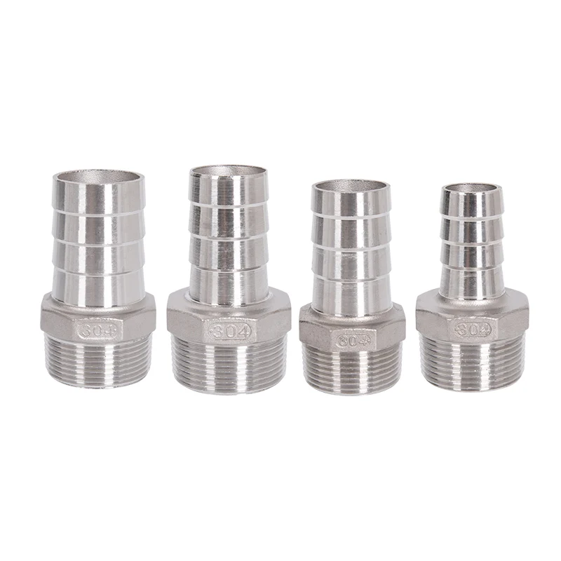 

304 Stainless Steel 1/8 1/4 3/8 1/2 BSP Male Thread Pipe Fitting x 6mm-25mm Barb Hose Tail Pagoda Coupling Connector
