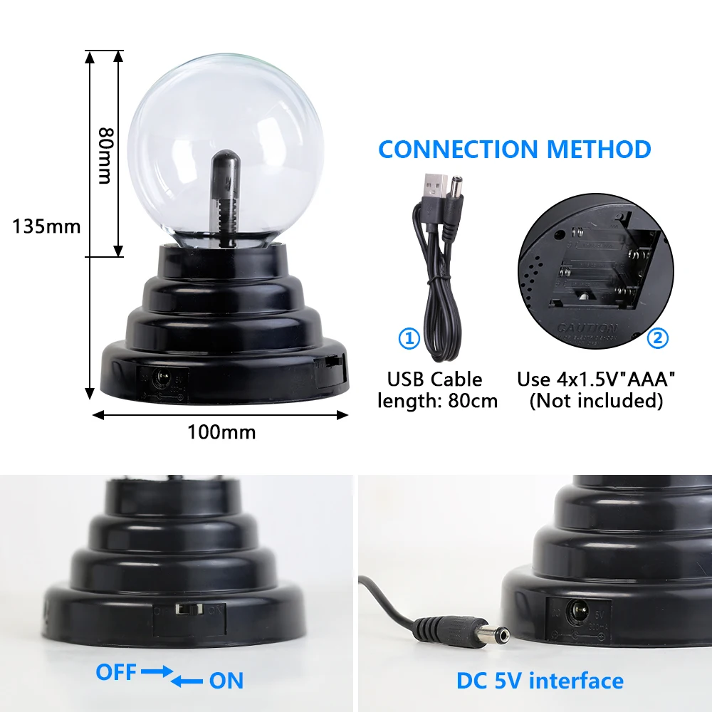 Magic Crystal Plasma Ball Lamp 3/4/5/6/8 Inch LED Night Light Kid Birthday Christmas Gift Lighting Bedroom Decor Novelty Lamp 2