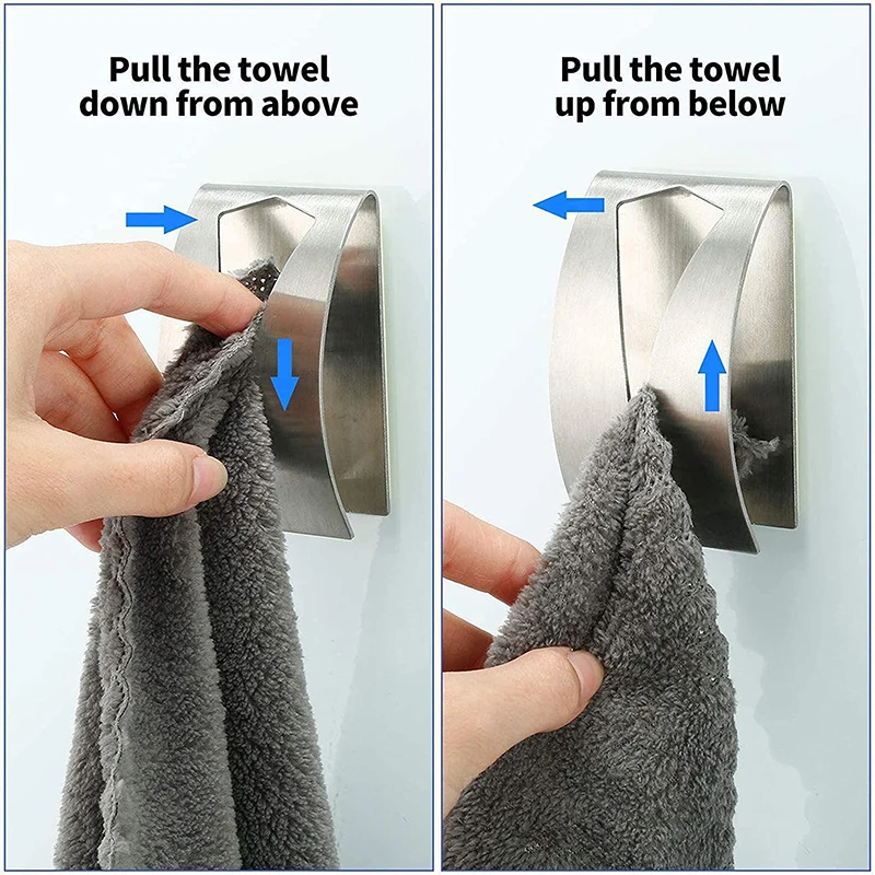 Description Picture 5 of itemStainless Steel Self Adhesive Hardware Clip Hanger Bathroom Towel Hooks Holder Household Wall Mounted Towel Rack Storage