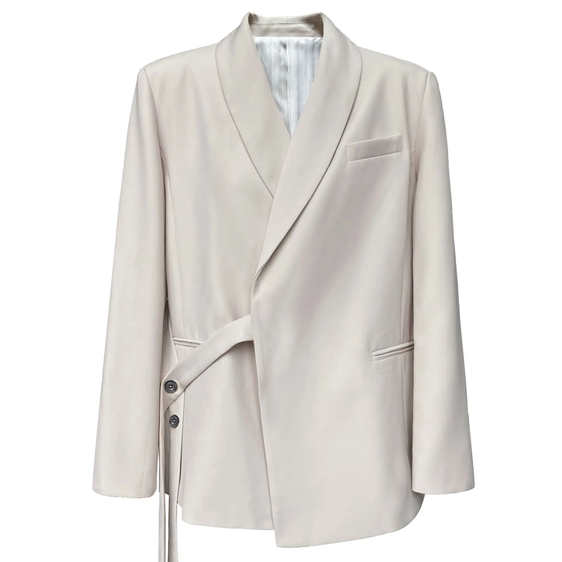 Lusi Senior design sense green fruit collar suit jacket women's loose fashion drape lace-up suit top