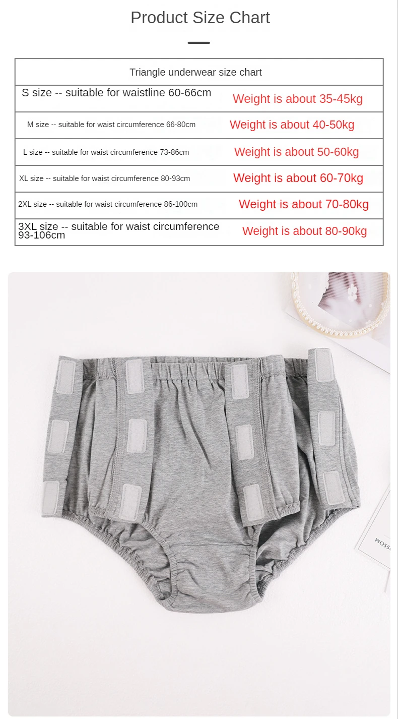 Adult Cloth Diapers for Patients Disabled Elderly Bedridden Both Sides Fully Open Pasted Easy To Wear and Take Off Clothes 6