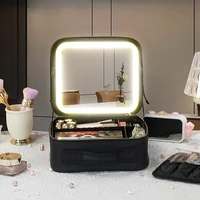 3 Color Train Case Mirror, White Portable Makeup Case Waterproof Organizer with Adjustable Dividers, Cosmetics Storage Case Gift 3
