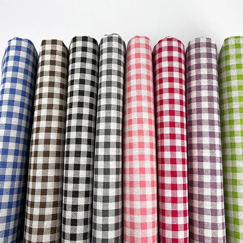 Cotton and Linen Fabric Small Plaid Cloth Printed Cloth Tablecloth Sofa Fabric Linen Ins Wind Rag Head