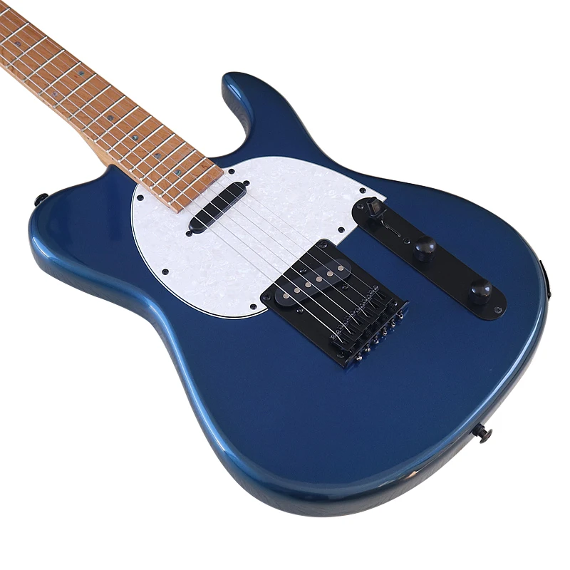6 Strings Electric Guitar Metaillc Blue Solid Okoume Body 39 Inch High Glossy Guitar Canada Maple In Stock