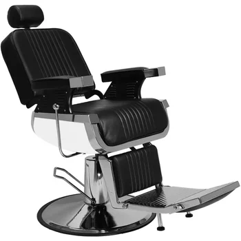 Barber Chair with Headrest & Supports up to 500lbs & 360 Degrees Rolling Swivel,Vintage Salon Spa Chair for Hair Stylist, Black 1