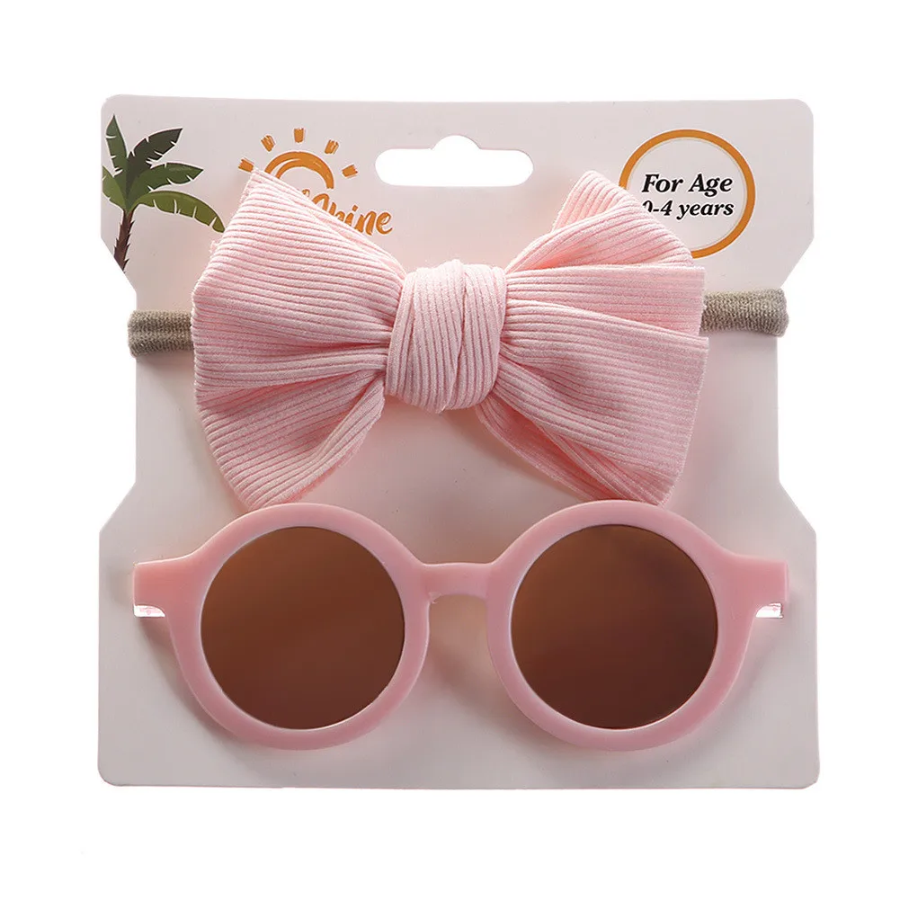 Babyhug Free Size Bow Headband with Sunglasses - Pink