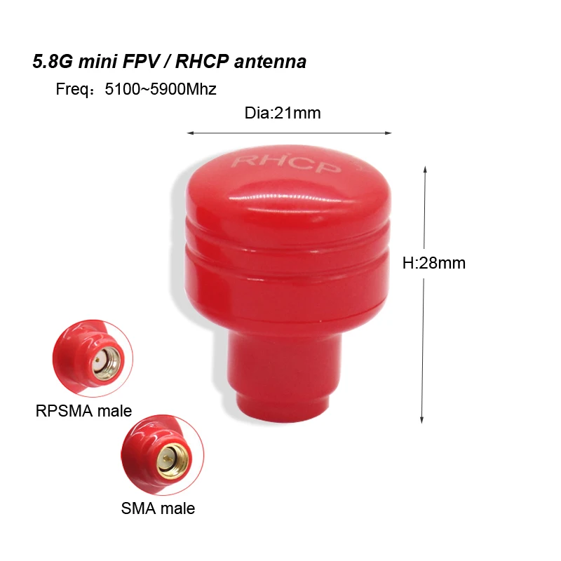 2PCS MINI FPV Antenna 5.8G 5Dbi Omni Mini Antenna RHCP LHCP SMA For RC FPV Racing Drone