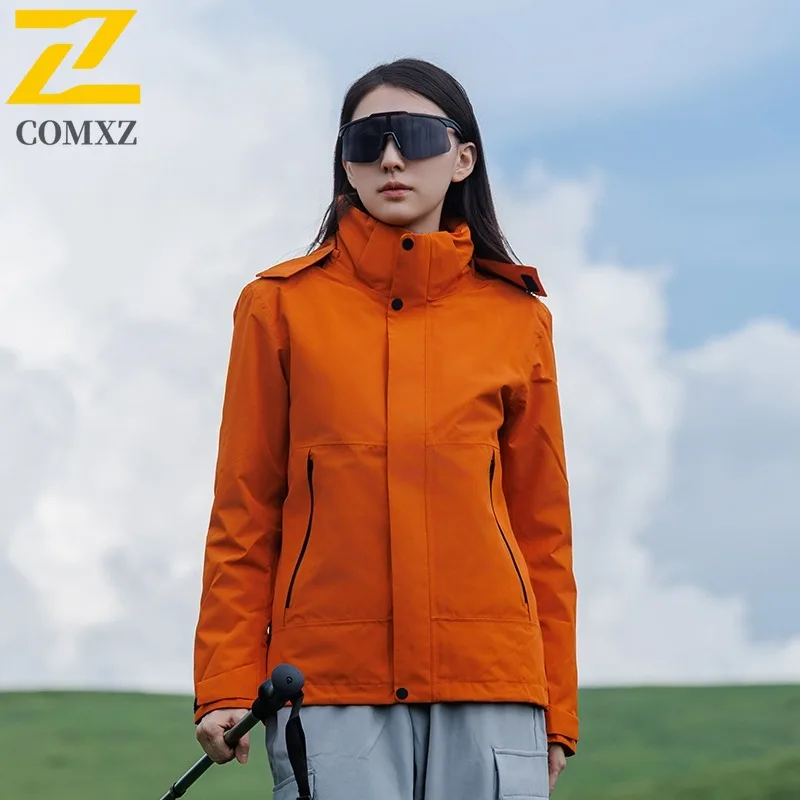COMXZ Thickened Outdoor Mens Jacket Skiing Cold Protection Warm Parka Minimalist Hooded Comfortable Autumn Wear Outerwear