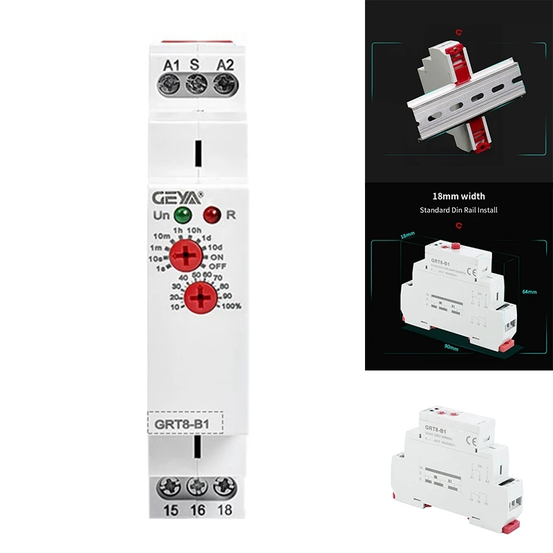 

GEYA GRT8-B1 Off Delay Time Relay Timer Relay Electronic Type 16A, GRT8-B1