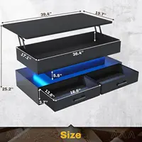 40" Lift Top Coffee Table, Coffee Tables with Storage for Living Room, Small Coffee Table with 2 Fabric Drawers Black 2