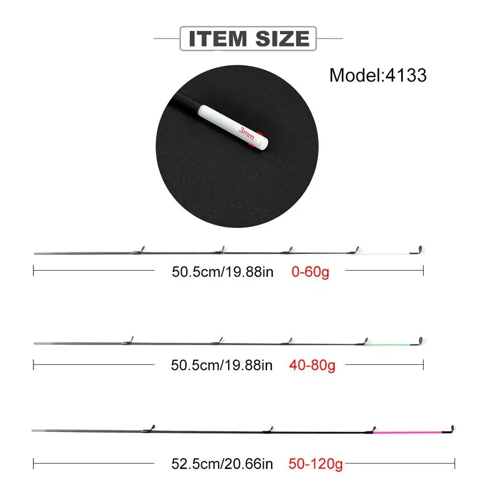Hochwertige, einziehbare Eisfischerrute mit Spitze, 120g M/L/H, tragbare Spinnrute aus Kohlefaser und Fiberglas für den Winter, Angelzubehör – Detail 4