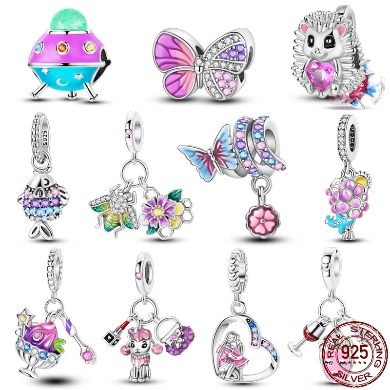 

Женские бусины-Бабочки из серебра 925 пробы, подвески для браслета Pandora