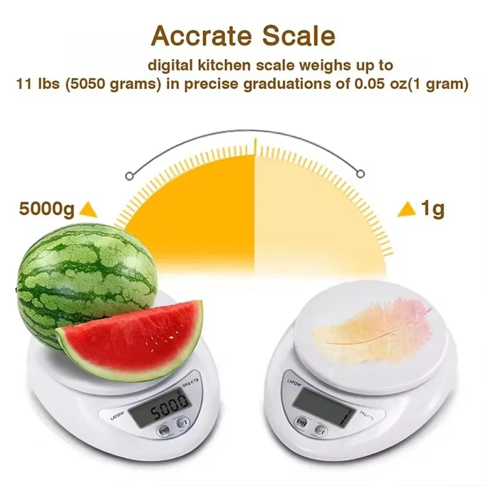 5KG/1G LED Electronic Digital Kitchen Scale Mini Portable Measuring Food Jewelry Digital Scale  Baking Scale Kitchen Accessories