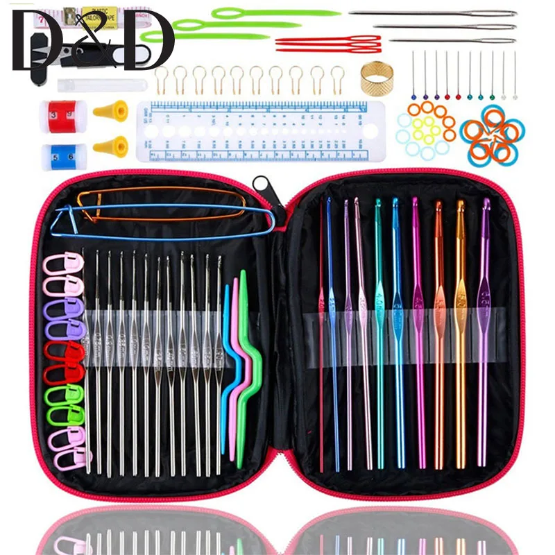 12pcs Crochet Hook Set with Counter Ergonomic Knitting Needles Kit with Led  Light&Row Digital Counter DIY Tool for Knitting Hook