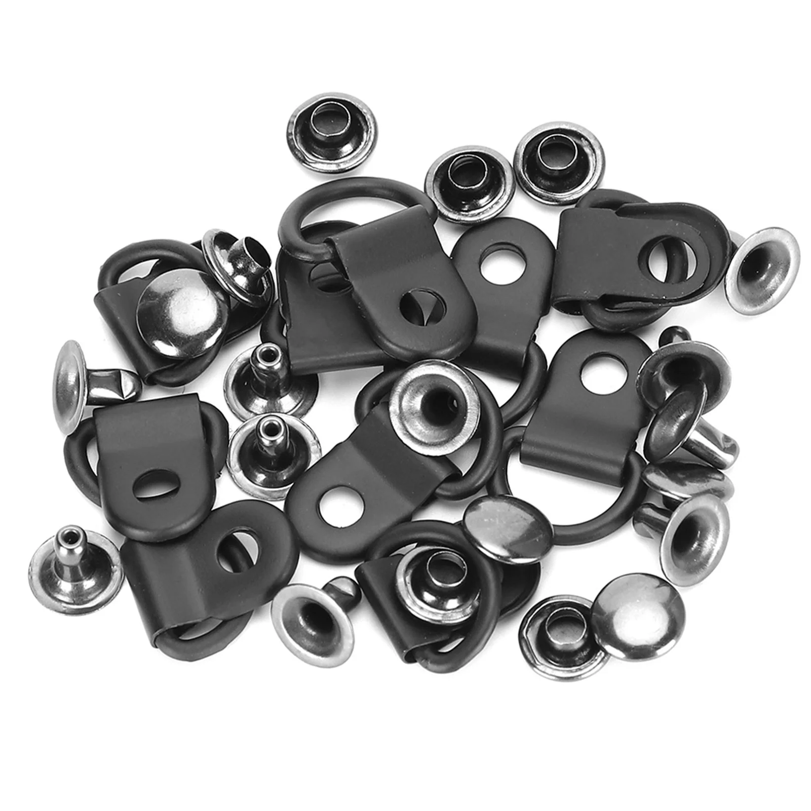 100 Sets 9x14mm Shoelace Hook Bags D‑Ring Eyelet Buckle Electroplated Brass Shoe Lace Rivets Leather Craft DIY Riveting Tool garment hooks,garment sewing accessories