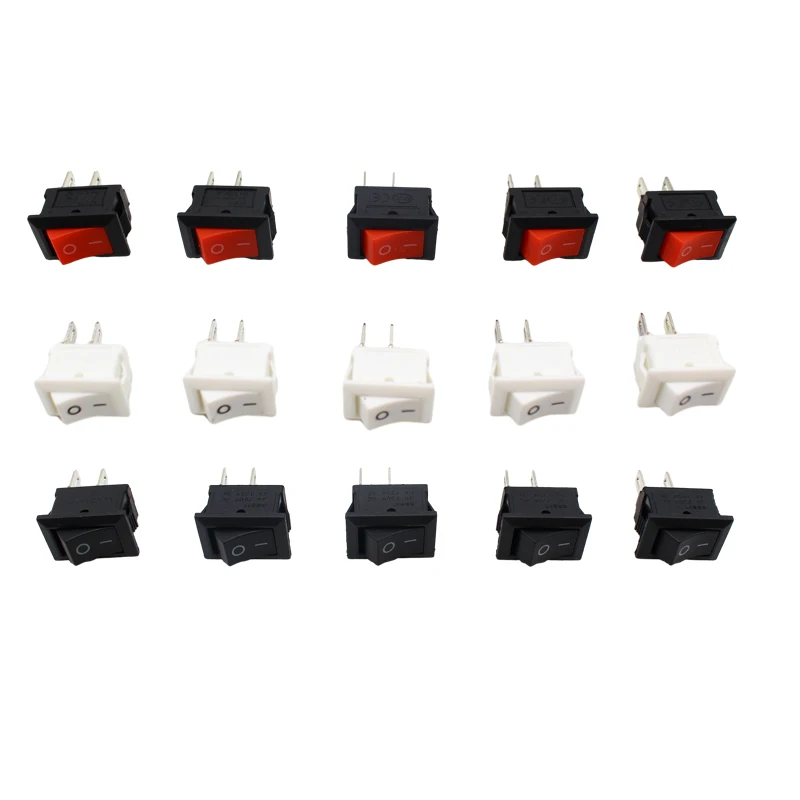 GeKLok KCD11 10 x 15 mm SPST 2PIN ON/OFF Interruttore a bilanciere per barca, pulsante interruttore a bilanciere 3A/250 V, interruttore a bilanciere per barca, cruscotto auto, camion, ATV, 10 pezzi
