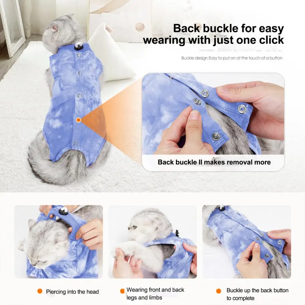 Pet Clothes Cat Surgery Recovery Suit Adjustable Collar Breathable for Female Spay Surgery Post-op