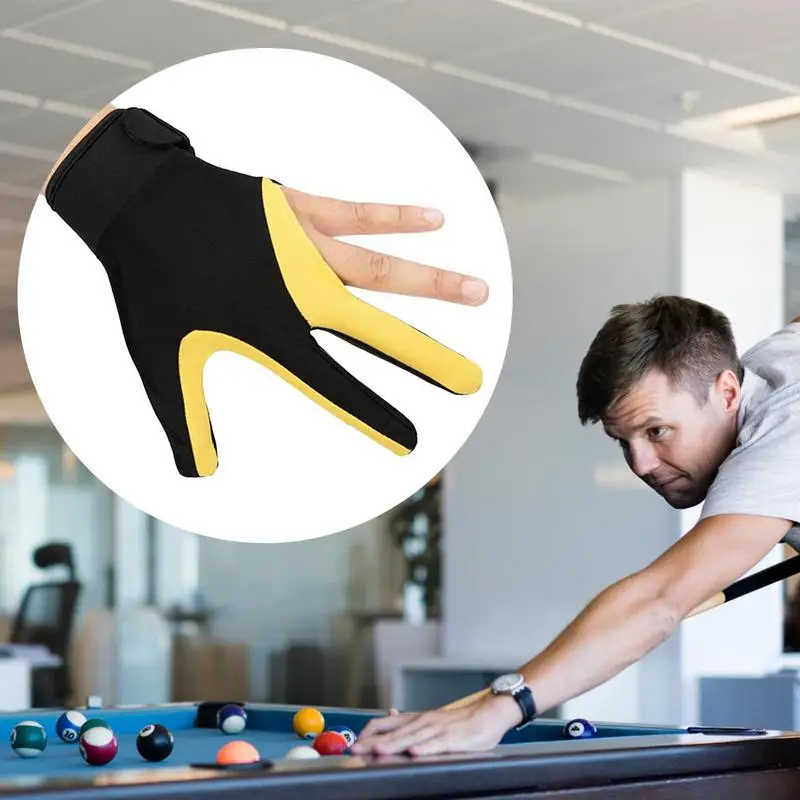 Gant De Billard Main Gauche - 3 Doigts, Taille Unique, Polyester Respirant | Accessoire Professionnel Snooker, Billard Français