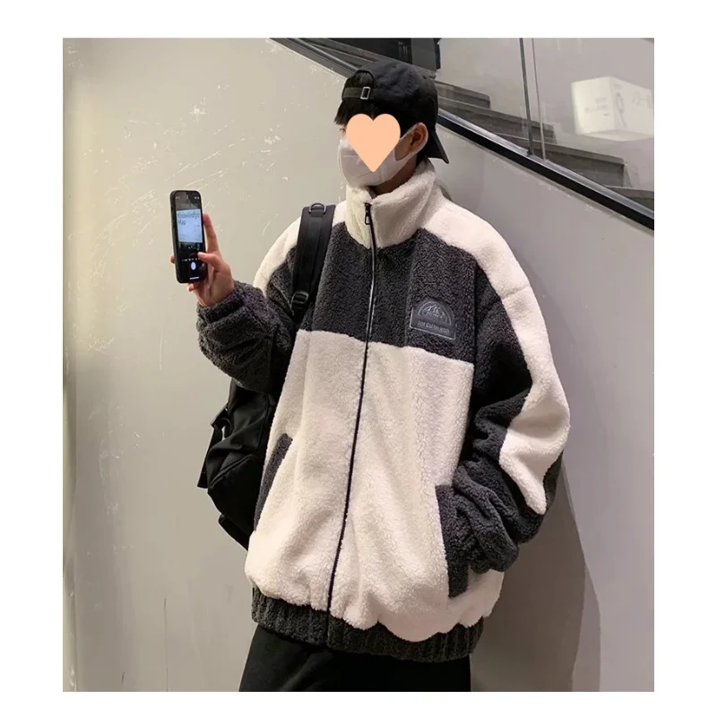 New Korean Version Lamb Down Coat Male Autumn and Winter Cotton Clothes Men's New Student Fashion Trend Cotton Winter Jacket Men