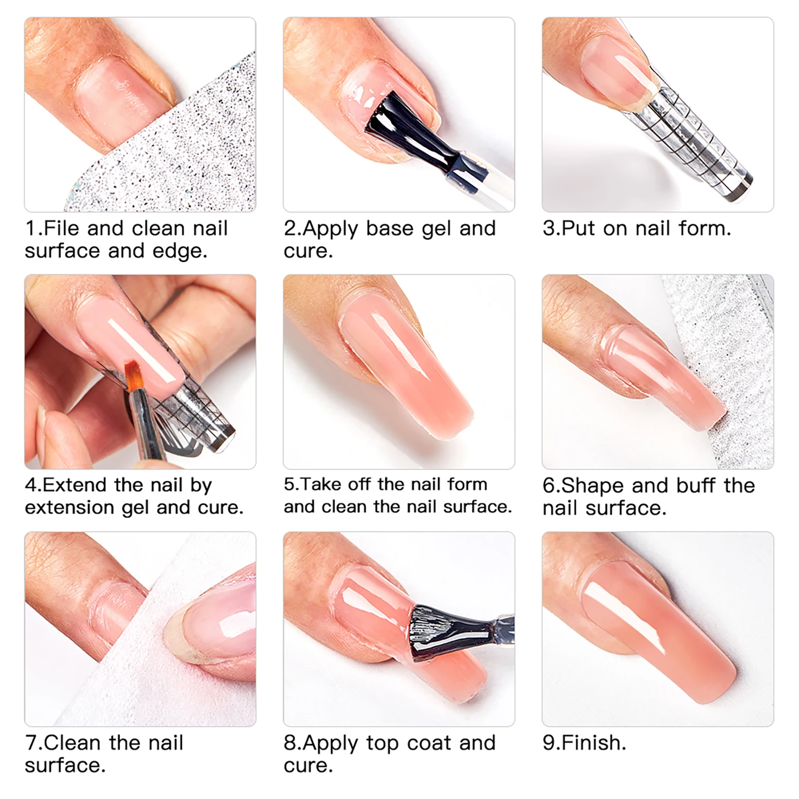 MEET ACROSS 8ML Quick Extension Nail Gel Vernis Nude Milk White Gel Nail Polish UV Semi Permanent Nails Art For Manicure Tools 6
