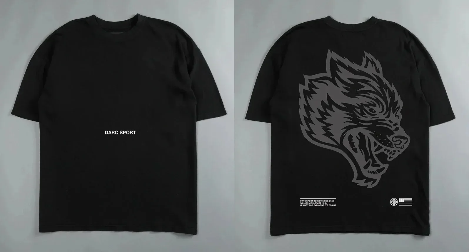 NEW Darc Wolf Sport T Shirt Men Oversized Graphic DTG Printing Gym Fitness Short Sleeve Tee Streetwear Fashion Top