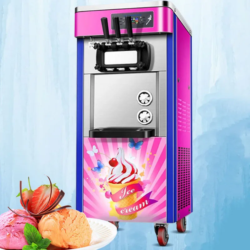 

Soft Ice Cream Maker Commercial 3 Flavors Stainless Steel Fully Automatic Freeze Equipments Small Desktop Sundae Cone Machine