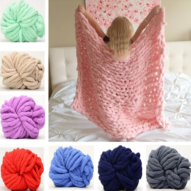 Chenille Yarn for Crochet Giant Chunky Blanket Carpet Soft Polyester Thread  Thick and Fluffy, Jumbo Arm Knitting Rope, 250g/Ball