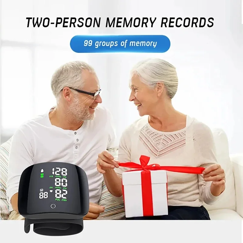 Blood Pressure Monitor Medical Grade LCD Digital Blood Pressure Monitor Heart Rate and Blood Oxygen Detection Rechargeable Wrist Pressure Monitor