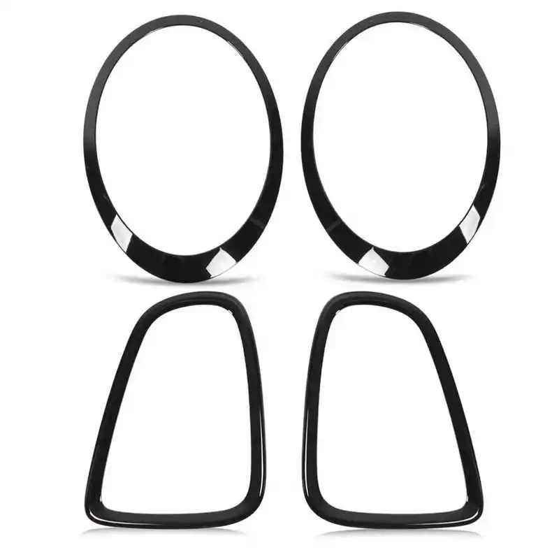 4pcs Headlight Taillight Surround Cover Trims Gloss Black Trims