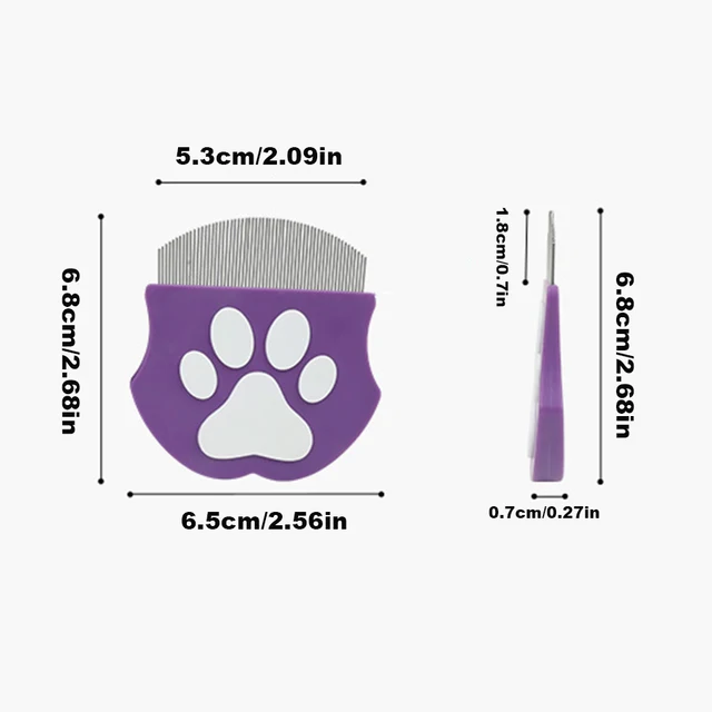 Pet Grooming Comb - Flea Comb for Cats & Dogs, Curved Design for Face & Body, Mini Detangling Brush for Pets 6