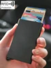 Men's ultra-thin and minimalist RFID shielded metal wallet, credit card wallet, automatic pop-up card bag, minimalist 1