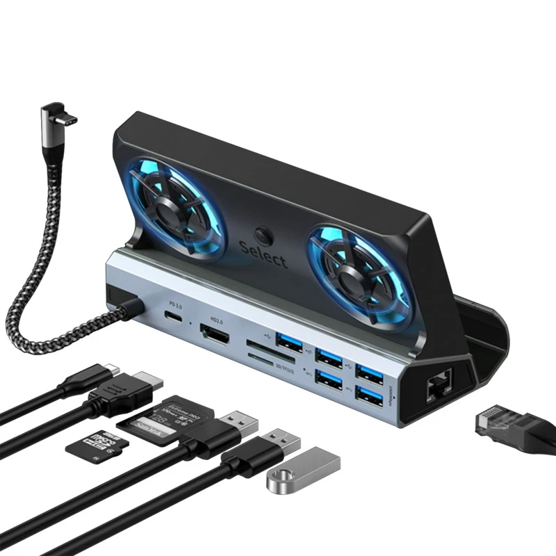 Steam Deck Docking Station With Fan 10 In1 HDMI 2.0 4k60hz Gigabit Full Speed Charging