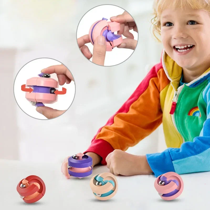1pcs Bead Orbit Fidget Gyro Infinity Spinner Rotating Magic Track Fingertip Bead Toys Anti-stress Cube with Box Package 6