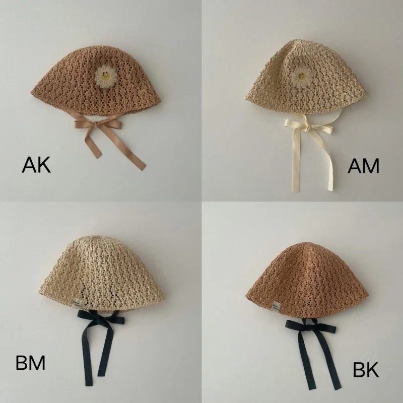 1-7Y Newborn Baby Girls Boys Kids Lace Trap Hats Princess Summer Bucket Straw Sun Hat Cap straw hat baby sun hat outdoor sun hat