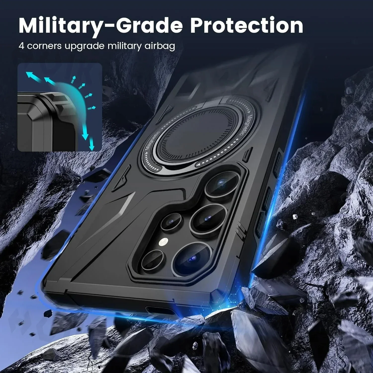 Magnetic Ring Holder Kickstand Protective Case with Stand