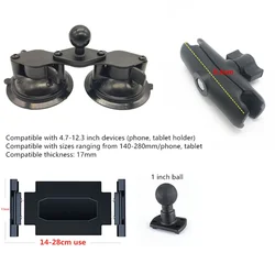Heavy Duty Dual Tablet Suction Cup Mount with Adjustable Ball Head - Suction cup kit  L