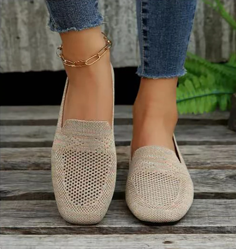 Large Size Square Toe Flat Single Shoes Women's Non-slip Breathable Sneakers Fashion Simple Women's Wedges