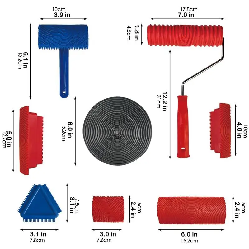 Wood Grain Tool 8Pcs/Set Wood Grain Paint Roller Soft Rubber Graining Tool Paint Look Like Clear Texture Pattern