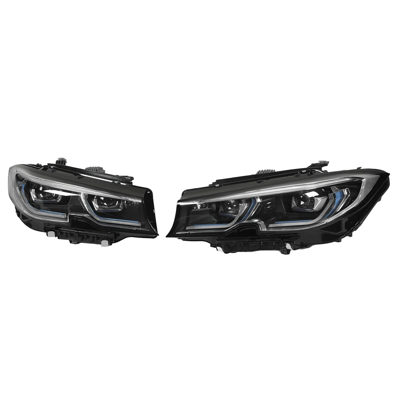 차량용 고정밀 레이저 조명 헤드라이트, 적응형 헤드라이트, ABS PMMA PC 8 LED 프로젝터, IP67 방수, 블루 스트라이프