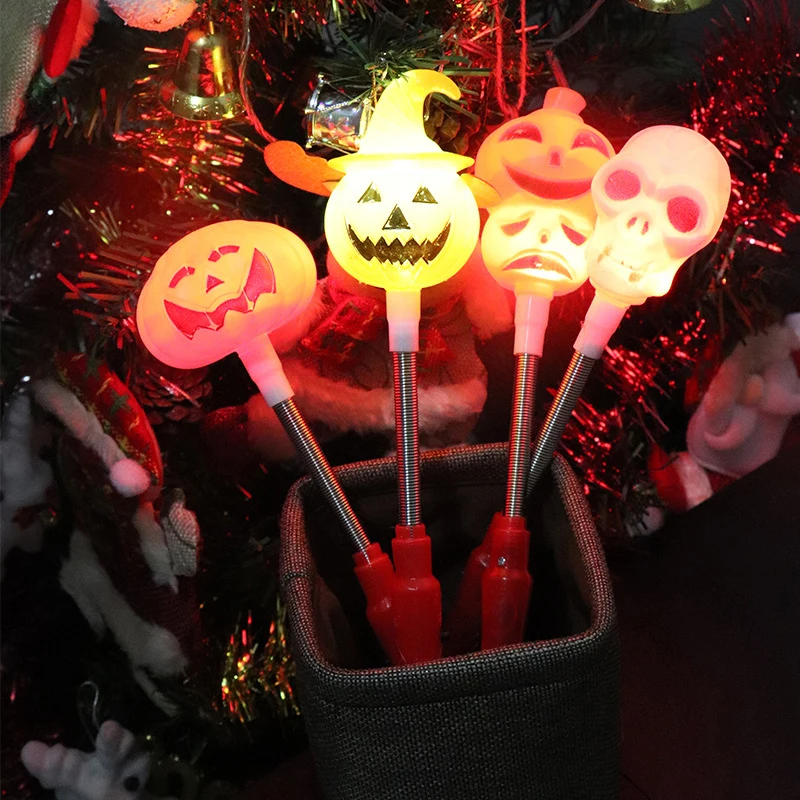 

New 1Pcs Halloween Led Glow Stick Pumpkin Skull Wand Light Hand Sticks Flashing Magic Luminous Decoration