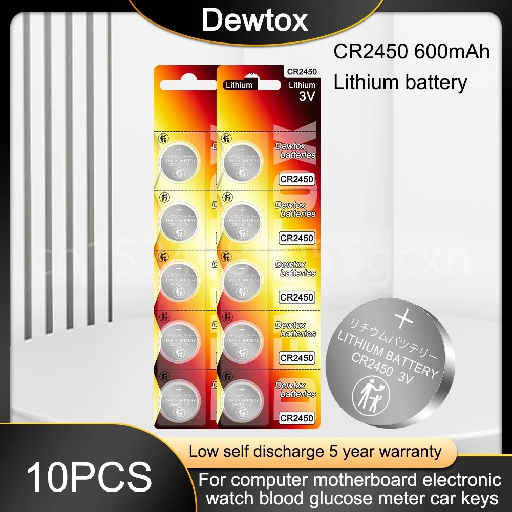 10 Pz 600Mah Cr2450 Cr 2450 3V Litio Coin Watch Key Batteria Fobs Batterie Per Orologio Swatch Per Lexus Car Contro