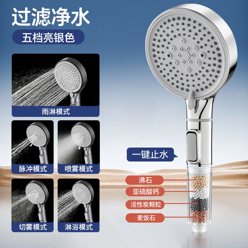 Soffione Doccia a Pioggia con Filtro a 4 Modalità, Soffione Doccia ad