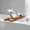 Teak Bath Tray Tub Organizer Book Tablet Wine Glass Cup Towel Holder Adjustable Premium Quality Bathtub Caddy Unique Design 2