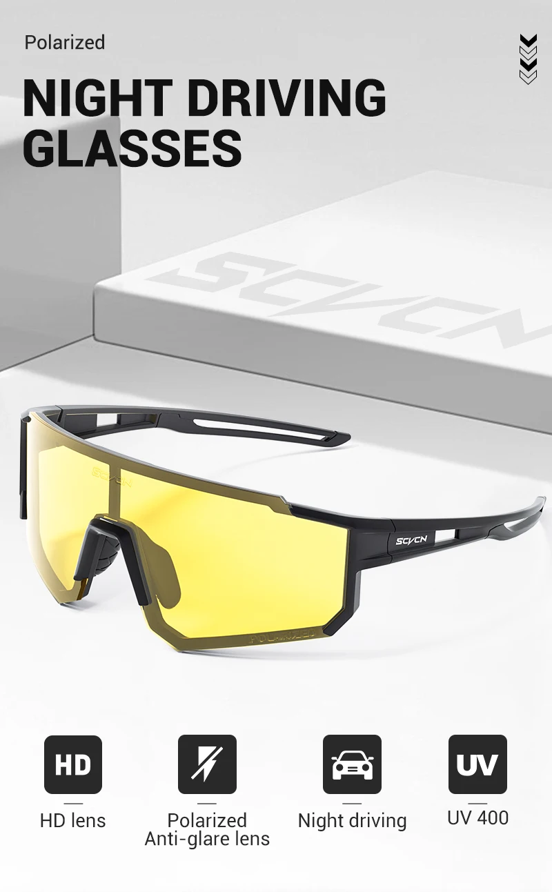 SCVCN Nachtsicht-Sonnenbrille Fahrrad- und Autofahrerbrille Modische Y2K Reisebrille UV400 MTB Angeln Sportbrille Übergroße Herrenbrille – Detail 2