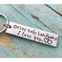 

Hanning Chain Pendants Steel Drive Safe Handsome I Love You Engraved Keychain Keyring for Husband Boyfriend Gift Wedding Favor
