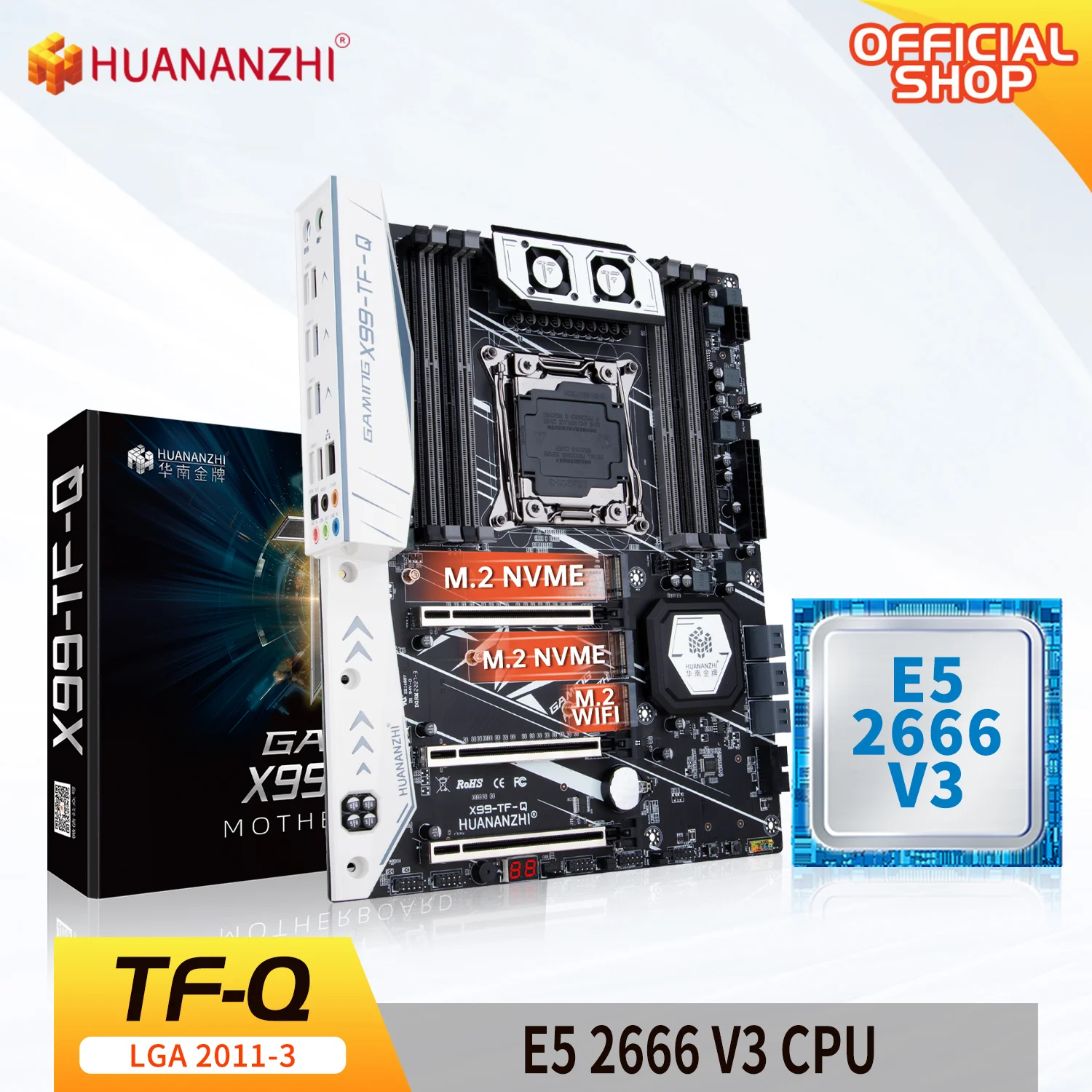 

HUANANZHI X99 TF Q LGA 2011-3 XEON X99 Motherboard Intel with XEON E5 2666 V3 MOS FAN DDR3 DDR4 RECC memory combo kit set
