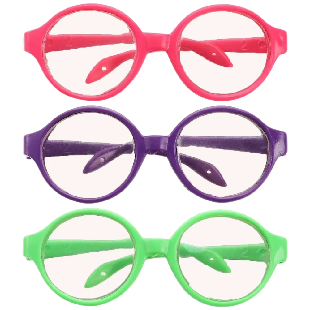 

3pcs Glasses Plastic Eyeglasses Dress Up Props Accessories Random Color