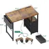 Small Computer Desk with Power Outlets and Storage Drawers Home Office Study Room Kids Bedroom 4