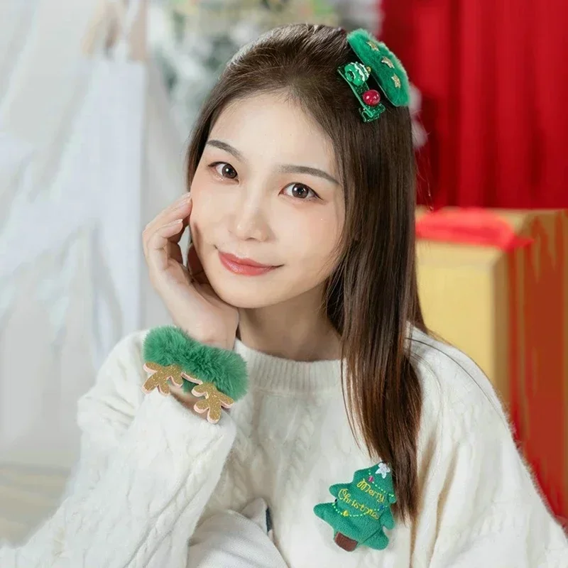 Creative Christmas Gift Set Antler Hairpin Brooch Hair Accessories Christmas Party Headwear Holiday Rubber Hair Accessories Gift